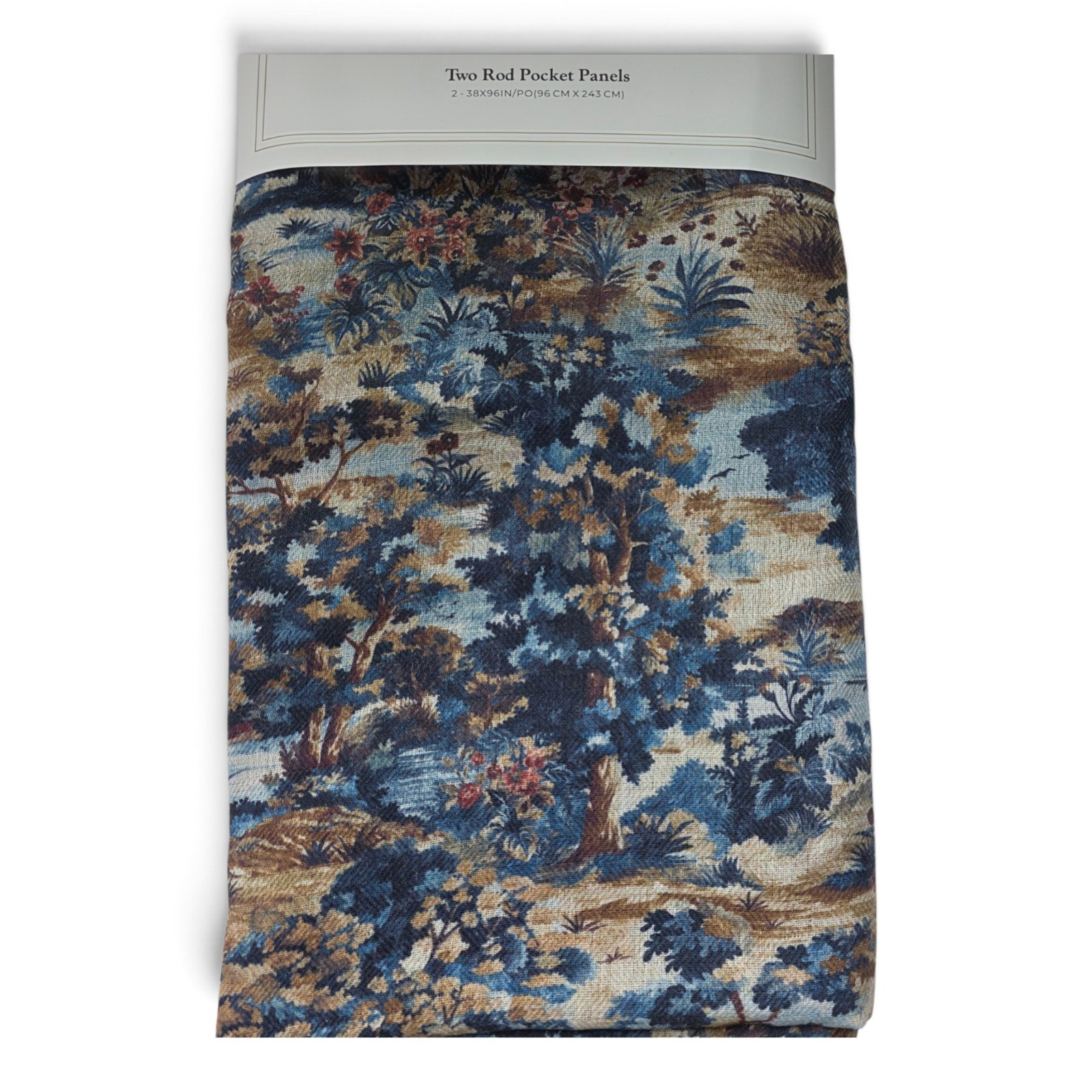Callisto Home Set of 4 Room Darkening Curtains 38×96 Blue Botanical Luxury New